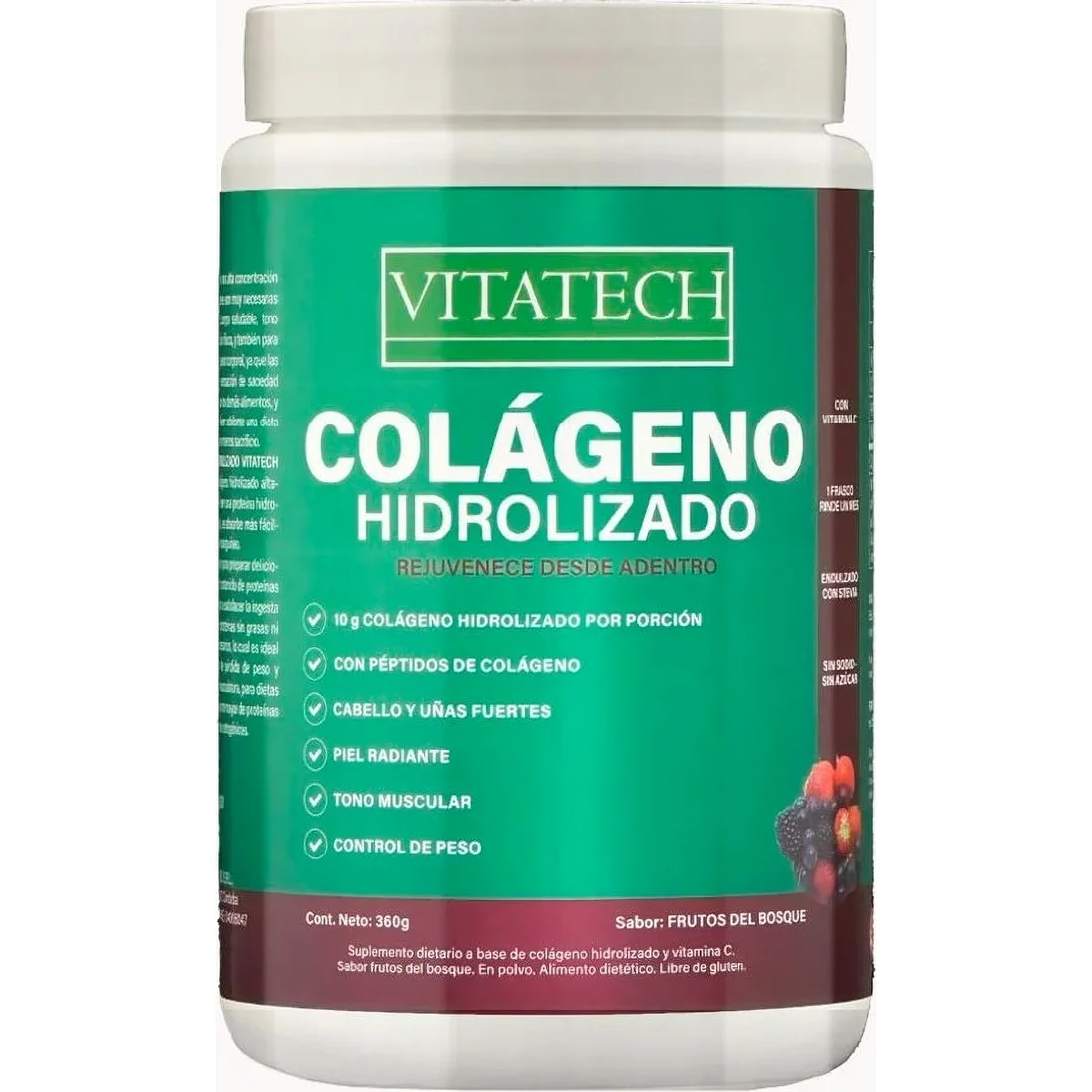 Colágeno Hidrolizado Vitatech Sabor Frutos Rojos 360 g — foto 1