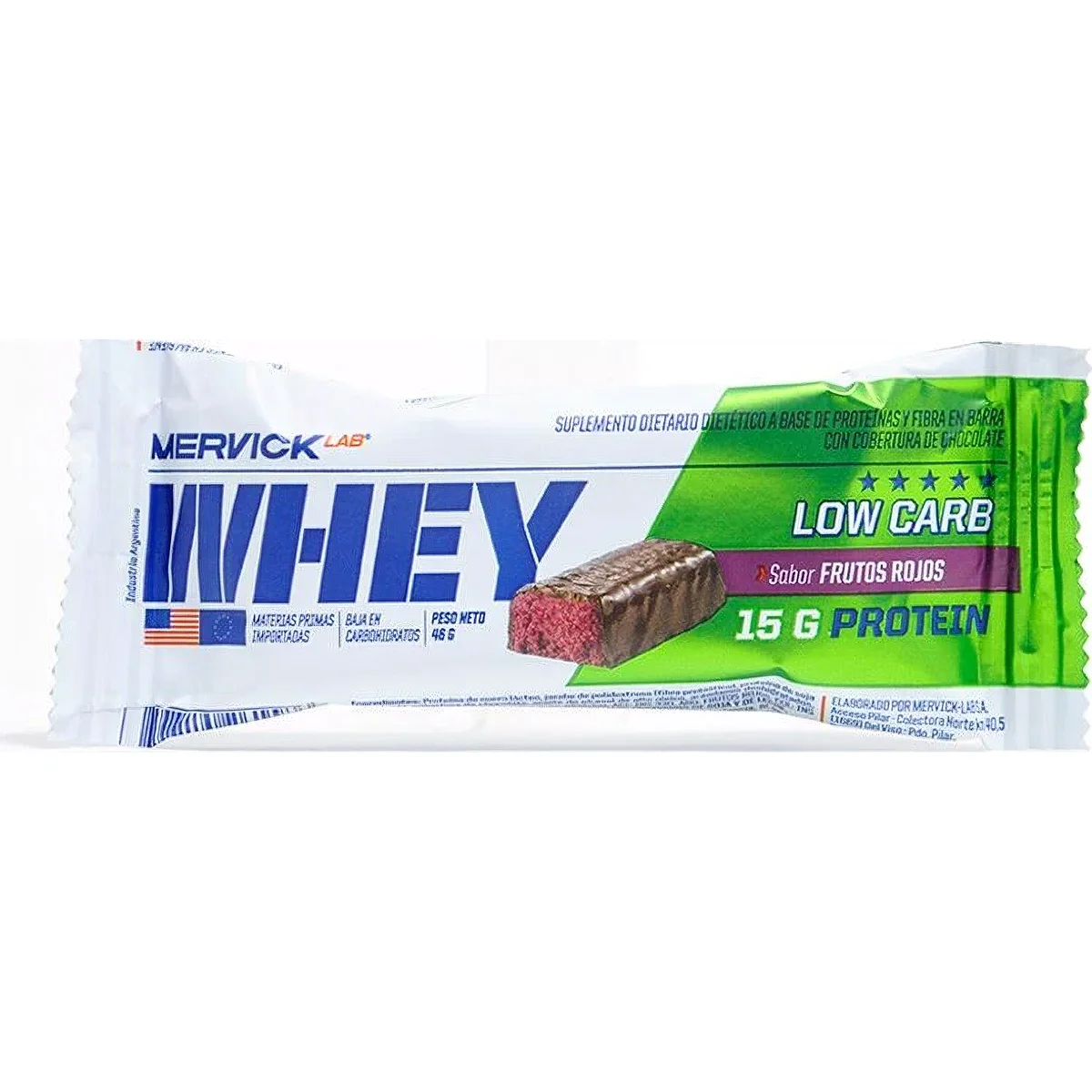 Barra Proteica Low Carb Mervick Frutos Rojos 12 x 46 g — foto 1