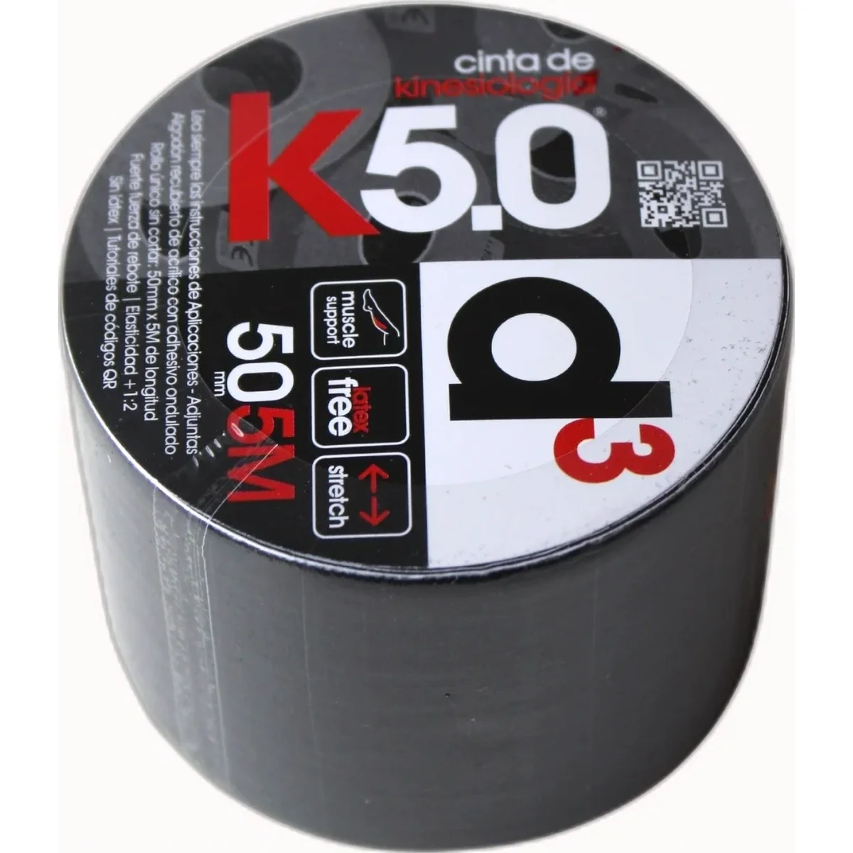Cinta Kinesiológica d3 Tape Negra 5 cm x 5 m — foto 1