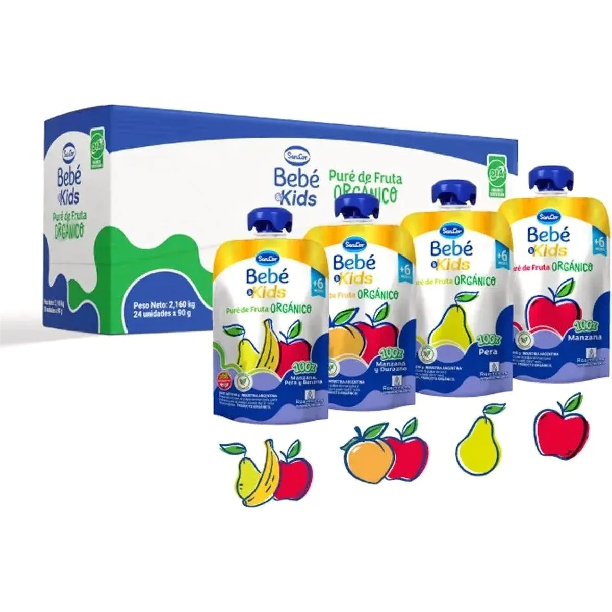 Puré de Frutas Orgánicas Sancor Pure Surtido Pack x 24 — foto 1