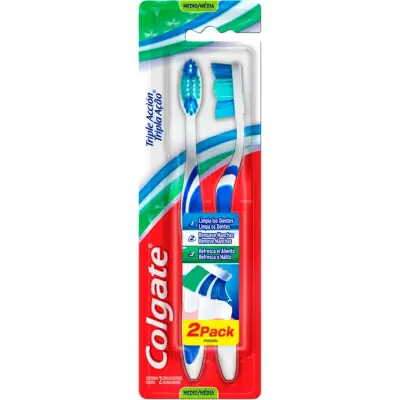 Cepillo de Dientes Colgate Triple Acción Medio Pack x 2