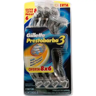 Máquinas de Afeitar Gillette Prestobarba 3 Hombre x 8