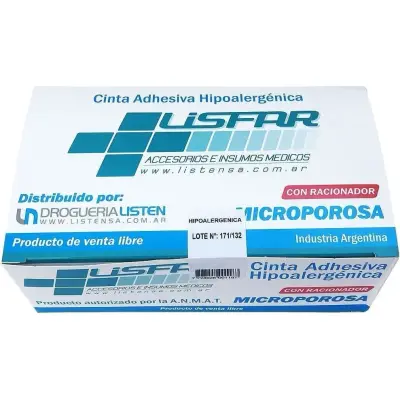 Tela Adhesiva Microporosa Lisfar 1,25 cm (Caja x 24)