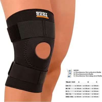 Rodillera Body Care con Rótula y Velcro Negra Talle 4