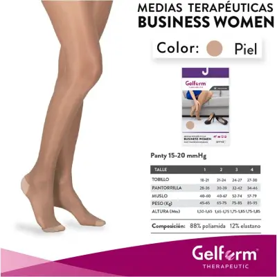 Media de Compresión Gelform Entera Media 15-20 Color Piel Talle 3