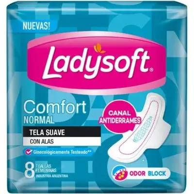Toallas Femeninas Ladysoft Normal Comfort con Alas x 8