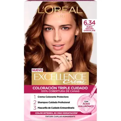 Tintura Capilar L'Oréal Excellence Crème Tono 6.34 Chocolate