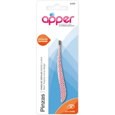 Pinza Depiladora Apper Punta Curva en Estuche