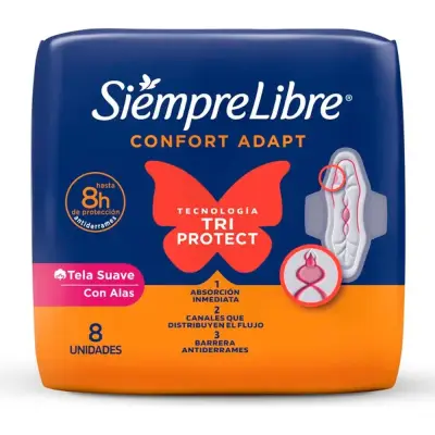 Toallas Femeninas Siempre Libre Fit con Alas x 8
