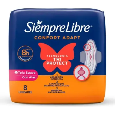 Toallas Femeninas Siempre Libre Fit sin Alas x 8