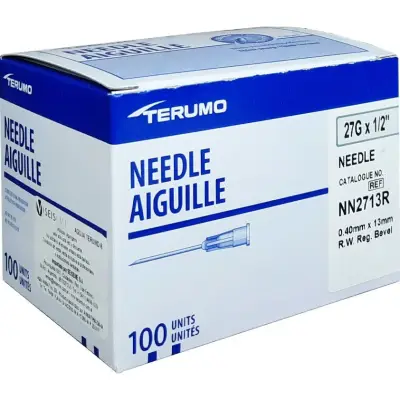 Agujas Hipodérmicas Terumo 27G x 13 mm (13/4) x 100 unidades
