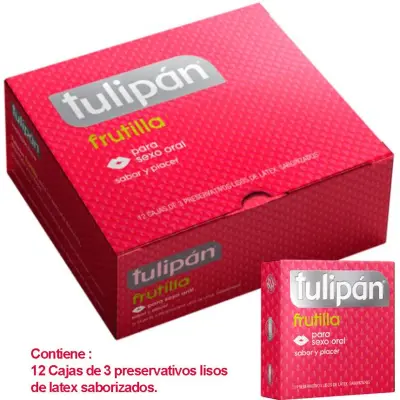 Preservativos Tulipán Frutilla 12 x 3 unidades
