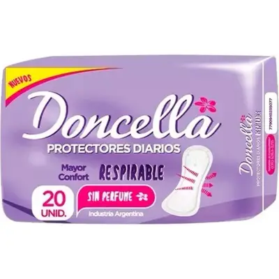 Protectores Diarios Doncella Anatómicos sin Perfume x 20