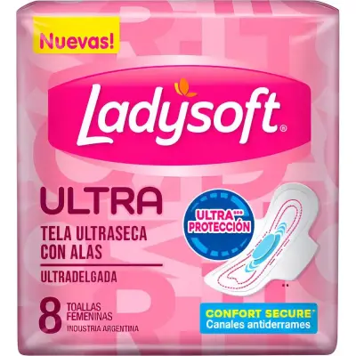 Toallas Femeninas Ladysoft Ultra Delgadas Ultra Secas x8