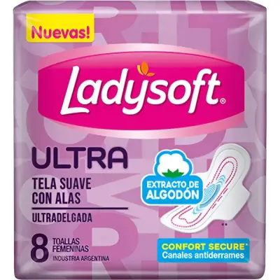 Toallas Femeninas Ladysoft Suave con Alas x 8