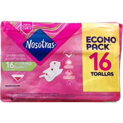 Toallas Femeninas Nosotras Natural Invisible x 16
