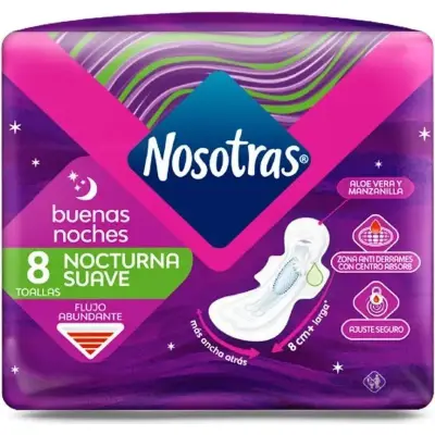Toallas Femeninas Nosotras Natural Buenas Noches x 8