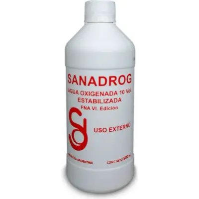 Agua Oxigenada Sanadrog 10 Volúmenes 500 ml
