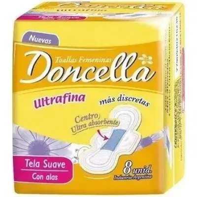 Toallas Femeninas Doncella Ultrafina Pocket Suave x 8