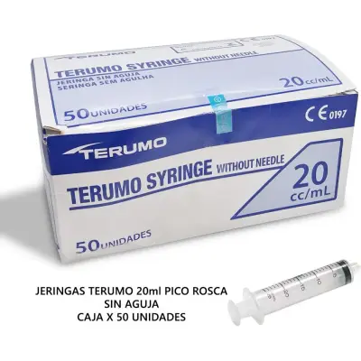 Jeringa Terumo 20 ml sin Aguja con Pico a Rosca (Caja x 100)