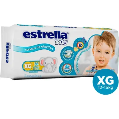 Pañales Estrella Baby Talle Extra Grande x 36