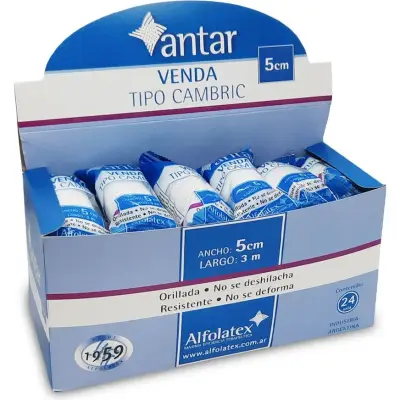 Venda Cambric Antar 5 cm x 3 m (caja x 24)
