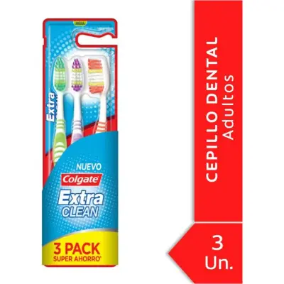 Cepillo de Dientes Colgate Extra Clean Pack x3