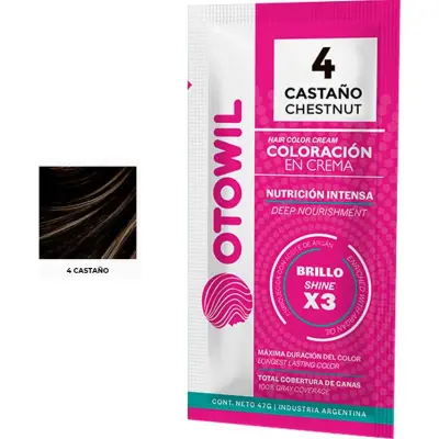 Tintura Capilar Otowil Argán Tono 4 x 25 sobres