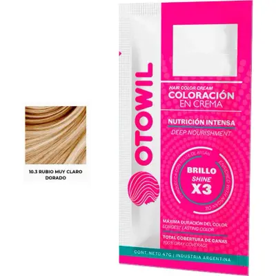 Tintura Capilar Otowil Argán Tono 10.3 Sobre 25 g