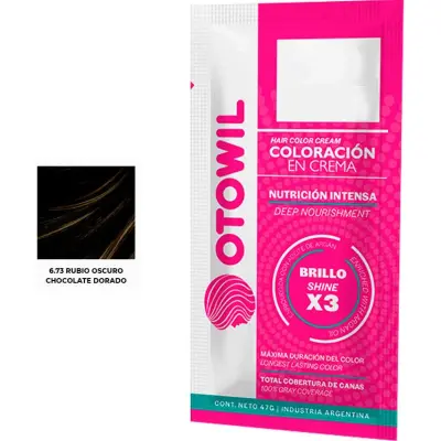 Tintura Capilar Otowil Argan Tono 6.73 Sobres x 25