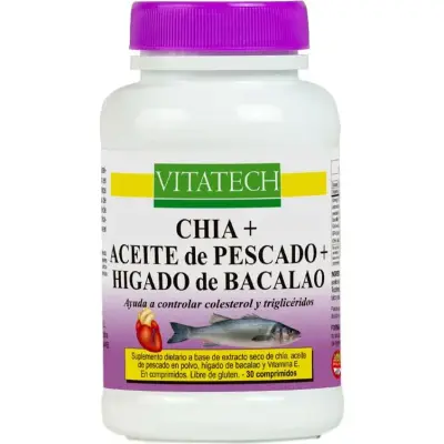 Suplemento Dietario Vitatech Aceite de Pescado, Chía y Bacopa x30
