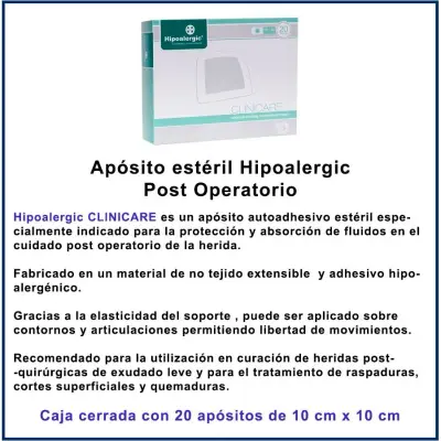 Apósito Adhesivo Hipoalergénico 10 x 10 cm