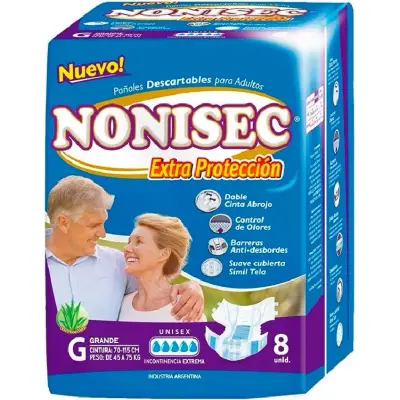 Pañal Nonisec Protección Extendida Talla G Pack 8 unidades