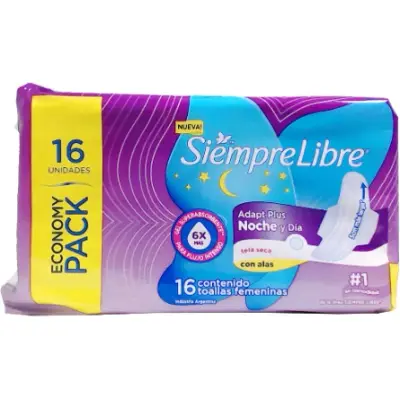 Toallas Femeninas Siempre Libre Adapt Nocturna con Alas x16