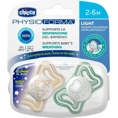 Chupete Chicco Physio Nocturno 2-6 Pack x2