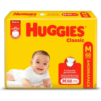 Pañales Huggies Classic Talle Mediano x 68
