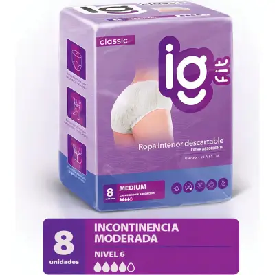 Pañal IG Fit Ropa Interior Extra Absorbente M x 8