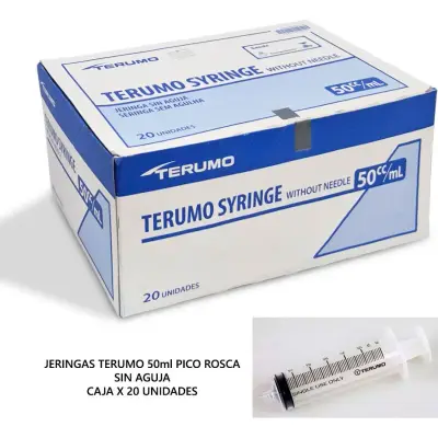 Jeringa Terumo 50 ml con Rosca Sin Aguja x 20