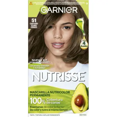 Tintura Capilar Garnier Nutrisse Tono 51 Castaño Claro Ceniza
