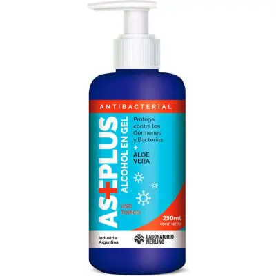 Alcohol en Gel Aseplus Antibacterial 250 ml con Dosificador
