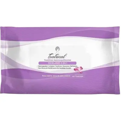 Toallitas Demaquilladoras Teatrical Agua Micelar 5 en 1 x 40