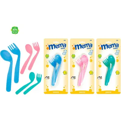 Set de Cubiertos para Bebé Norte Bebé Tenedor y Cuchara Celeste