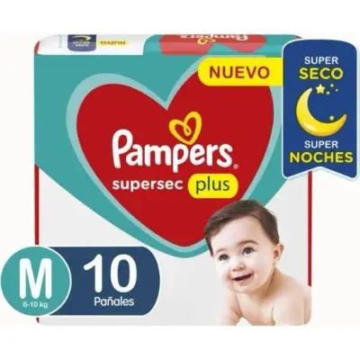 Pañales Pampers Supersec Plus Talle M x10