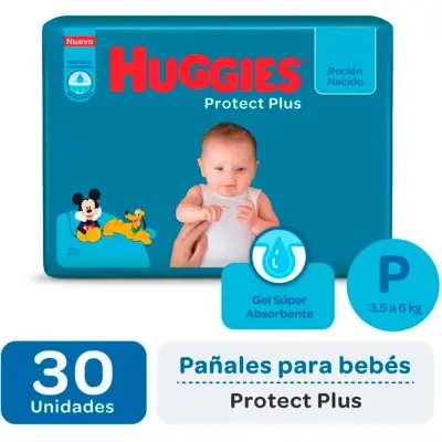 Pañales Huggies Protección Plus Pequeño x30