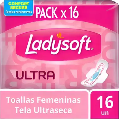 Toallas Femeninas Ladysoft Tofe Seca Ultradelgada con Alas x16