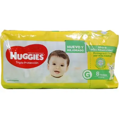 Pañales Huggies Triple Protección Talle Grande x 8