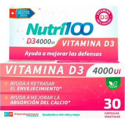 Vitamina D3 4000 UI Nutri100 x 30 Cápsulas