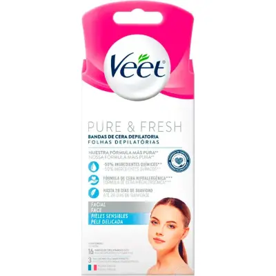 Bandas Depilatorias Faciales Veet Piel Sensible x 16