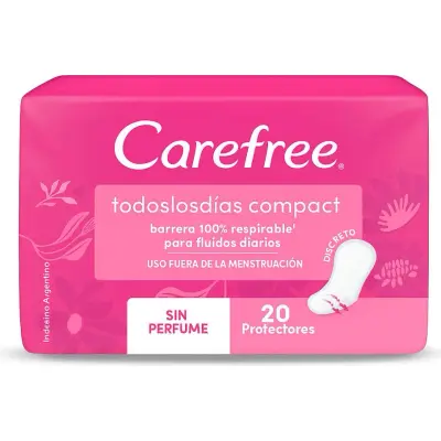 Protectores Femeninos Carefree Todos los Días Sin Perfume 20 Unidades