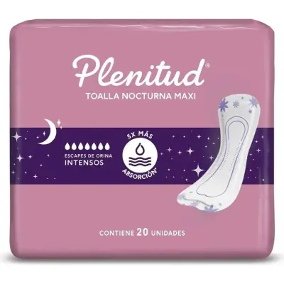 Protector Femenino Plenitud Toa Femme Nocturno Sin Aroma 20 unidades